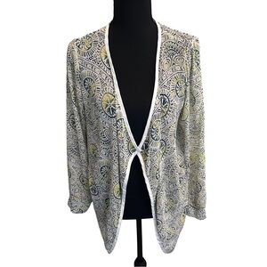 Body Central Geometric Patterned Open Front Top Size M